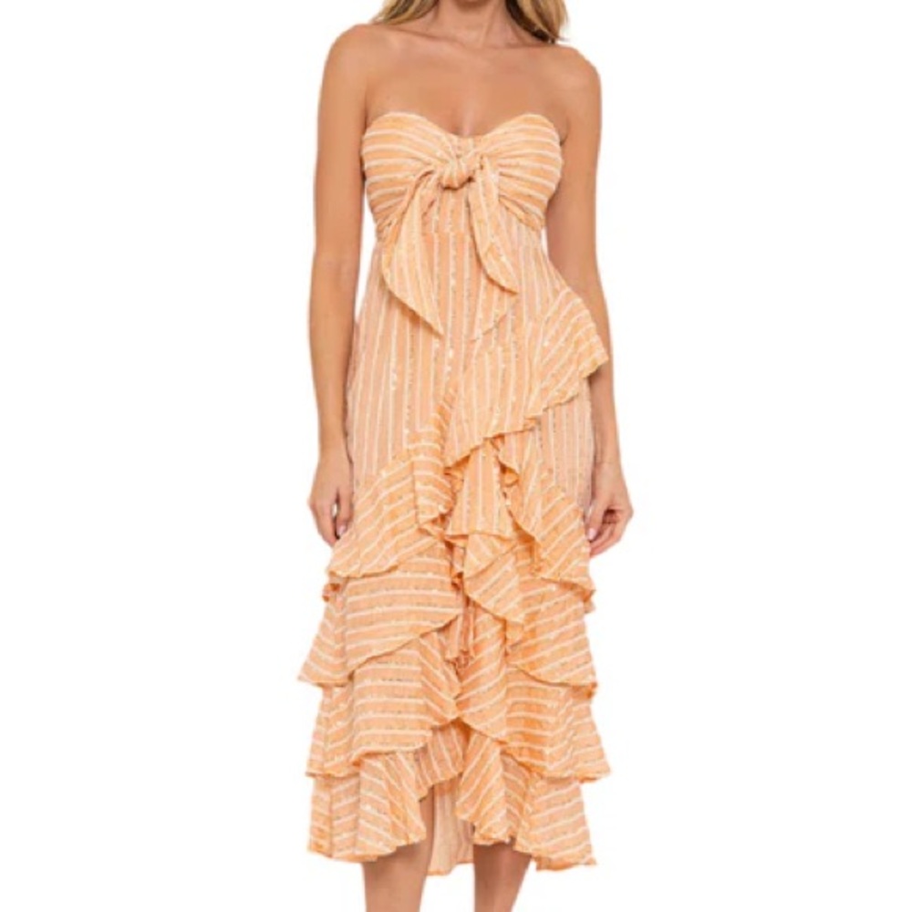 Llanila midi dress- peach sequins